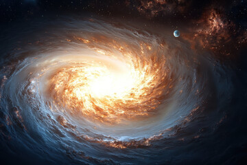 Poster - Celestial event planetary alignment in the swirling galaxy artistic representation of cosmic beauty