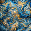 © TingYi - Seamless Ocean Blue and Gold Swirl Marble for Dynamic Visuals. Ocean Blue and Gold Swirl Marble Texture