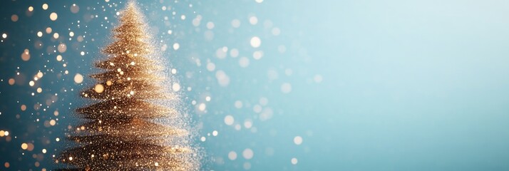 Poster - Digital Holiday Magic Enchanting Christmas Tree with Holographic Glow in a Serene Winter Setting