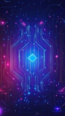 Poster - Abstract Neon Circuit Board Digital Art Design