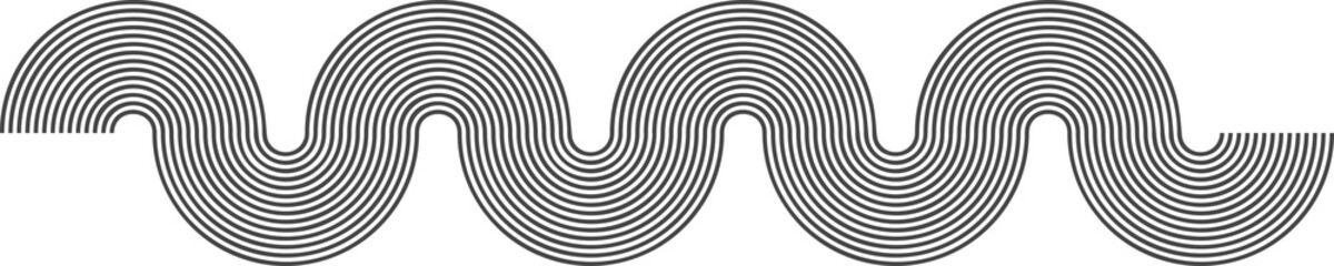 Wall Mural - abstract line pattern shape. retro geometric design element. rainbow arch and wavy organic figure. m