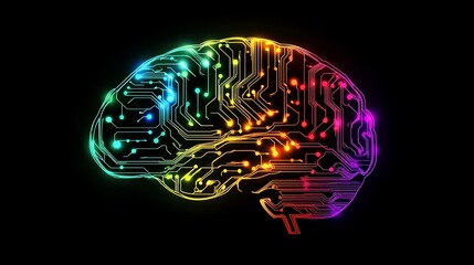 Poster - A colorful, digital brain design symbolizing technology and intelligence.