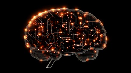Poster - A digital brain illustration with circuit patterns and glowing connections.