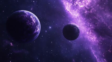 Wall Mural - high-resolution purple galaxy space background featuring vibrant planets and twinkling stars for dig