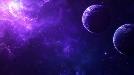 Wall Mural - high-resolution purple galaxy space background featuring vibrant planets and twinkling stars for dig