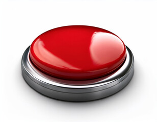 Wall Mural - Red button isolated on white background.