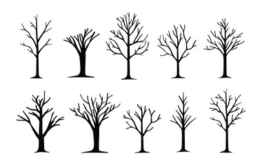 trees trunk silhouette vector illustration