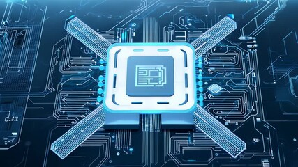 Poster - Exploring the futuristic world of microchips and circuits in a high-tech environment. Generative AI