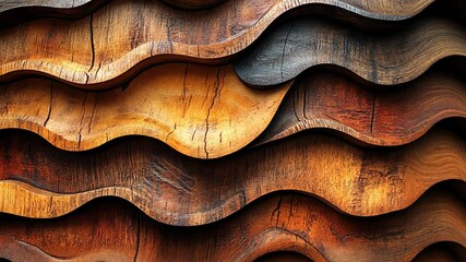 Poster - Exploring the intricate beauty of textured wooden layers in a natural setting. Generative AI