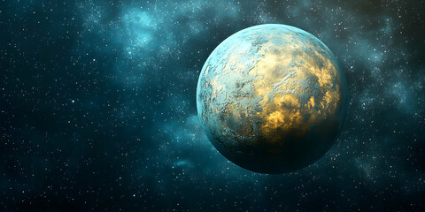 Wall Mural - cosmic gold, a celestial body in a starry nebula background