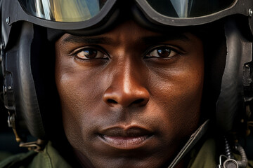 Leinwandbilder - Portrait of a brave confident professional soldier at war generated with ai