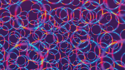 Poster - Abstraction of colored balls. Bubble. Colorful floating balls in space. Festive colorful balls, rings, bubbles. 3D vector illustration