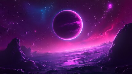 Wall Mural - creative glowing purple space background with vibrant nebula, stars, and cosmic lights for digital a