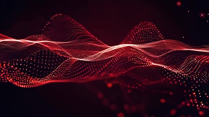 Poster - Waves of vibrant red light pulse in mesmerizing patterns, creating a stunning visual experience in a digital landscape. Generative AI