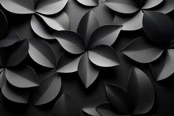 Poster - Delicate geometric floral pattern on a black matte background creating an elegant design