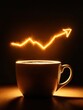 © Tadeusz - A steaming cup of coffee with a glowing upward trend graph above it.