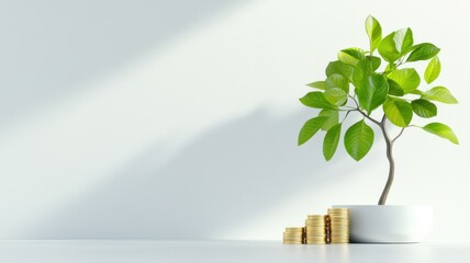 Wall Mural - Growing wealth through sustainable practices planting money trees in modern business environments