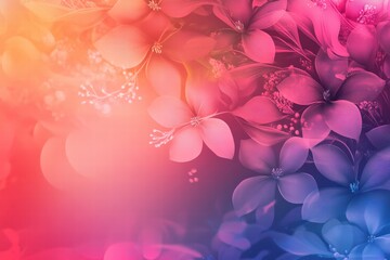 Poster - Colorful abstract gradient background featuring delicate floral elements in soft hues