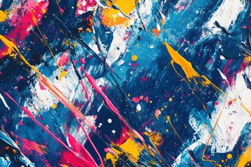 Poster - Vibrant abstract paint texture featuring bright streaks and splatters in bold colors