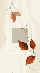 Poster - Featuring a simple yet elegant brown color palette, this backdrop showcases soft lines and gentle leaves that evoke tranquility, making it ideal for various artistic applications
