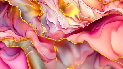 Poster - Explore mesmerizing swirls of pink and gold in an abstract art piece inspired by fluid movement and vibrant colors. Generative AI