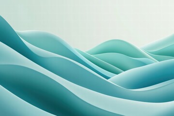 Poster - Gradient blending of blue and green shades creates a serene wave-like pattern