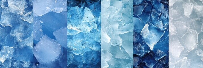 Poster - Ice textures featuring blue and transparent shades showcasing natural formations