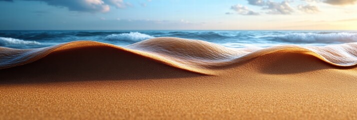 Poster - Waves of sand molded by nature along the shoreline at sunset