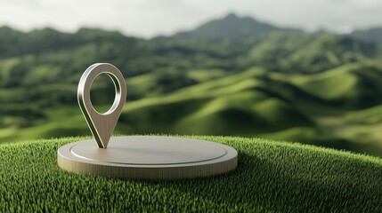 Poster - Red location pins stand out against a vibrant green field, marking specific spots with clarity and visibility in an outdoor setting