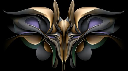 Poster - Abstract metallic butterfly design.