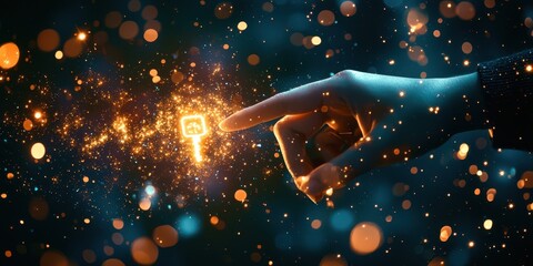 Poster - Hand pointing to a key on a screen