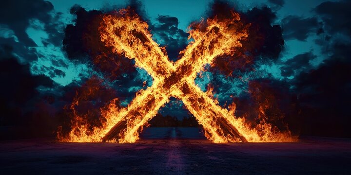 The X is made of fire