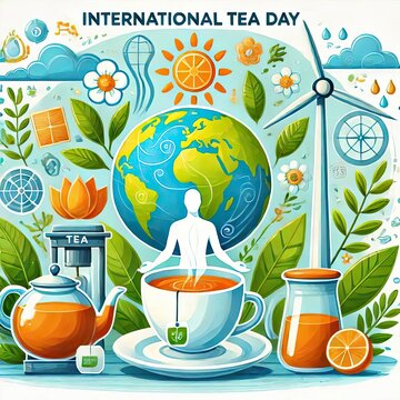 illustration Celebrate International Tea Day with a cup of your favorite tea - enjoy its health benefits and calming effects while sipping away!