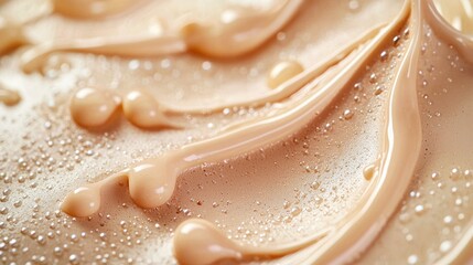 Aufkleber - Focusing on the mesmerizing texture of a smooth, creamy substance, the captivating display showcases glistening droplets that enhance its richness and allure