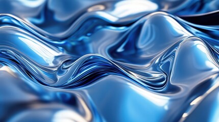 Poster - Abstract Blue Liquid Metal Surface Waves