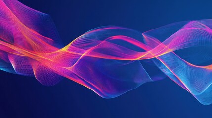 Aufkleber - Abstract Colorful Waves Flowing Dynamically Across Dark Blue Background