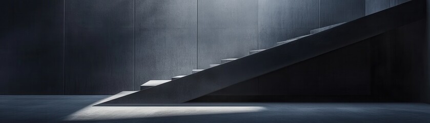 Poster - Modern dark grey concrete staircase indoors