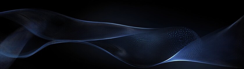 Aufkleber - Abstract Blue Wave Lines Flowing Dark Background