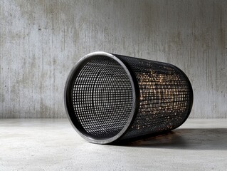 Aufkleber - Illuminated Gridded Cylinder on Concrete Floor