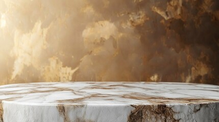 Poster - Captivating empty marble table backdrop featuring soft mocha hues, creating an inviting space perfect for culinary delights or artistic arrangements that inspire creativity and elegance