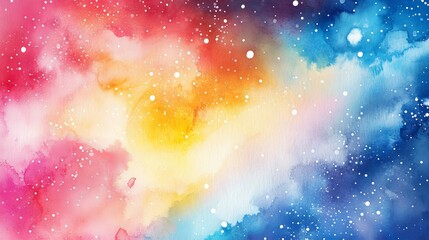 Wall Mural - vibrant cosmic watercolor vector illustration of a colorful space background with stars, nebulas, an