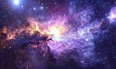 Wall Mural - a vibrant starry night sky with swirling galaxies, bright stars, and colorful nebula clouds.