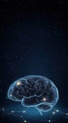 Poster - Illustration showcases a digital brain with glowing data points and neural connections, symbolizing artificial intelligence in a surrealistic style