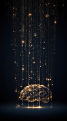 Poster - Illustration showcases a digital brain with glowing data points and neural connections, symbolizing artificial intelligence in a surrealistic style