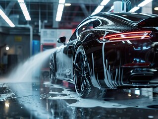 Modern Car Detailing: High-Pressure Water Jet and Foam Cannon Cleaning