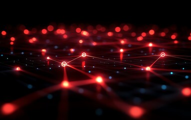 Poster - Futuristic data exchange network, glowing icons symbolizing analysis and secure data transfer, neon connections, highspeed flow, vibrant modern tech design in a digital environment