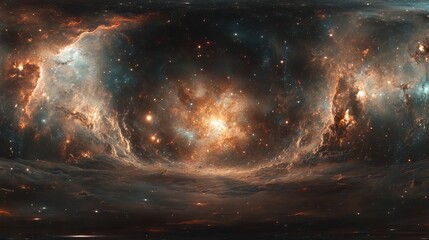 Wall Mural - 360-degree equirectangular space background featuring vibrant nebula and stars – hdri spherical panorama for environment mapping and 3d rendering