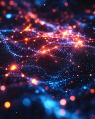 Poster - Futuristic digital network with vibrant neon connections