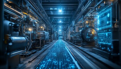 Poster - Futuristic dynamic network technology in a modern industrial setting
