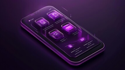 Poster - Smartphone with app icons and futuristic design.